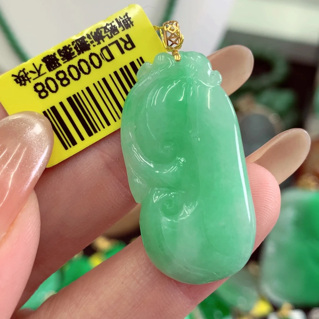 翡翠18K金镶嵌吊坠(不含链)