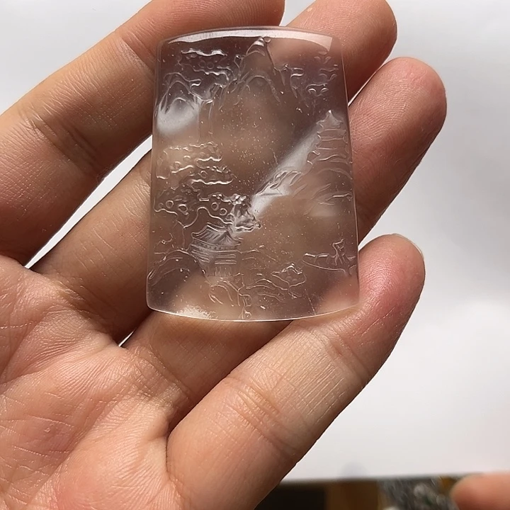 石英质玉未镶嵌山水牌