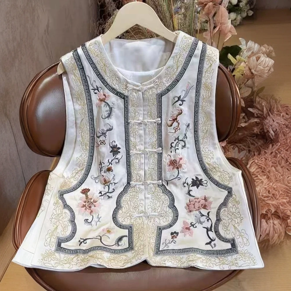 新中式重工刺绣气质复古百搭马甲9688