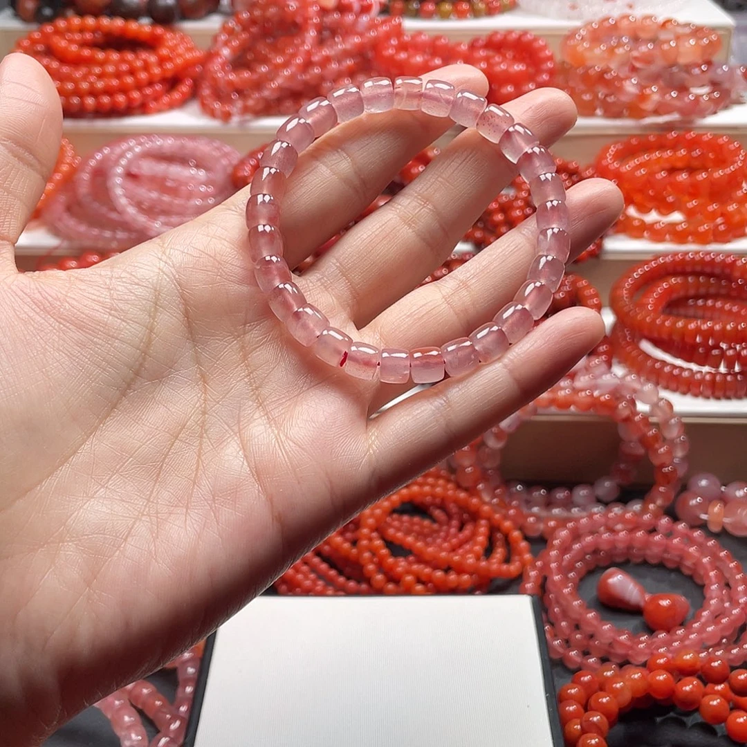 南红玛瑙未镶嵌手链7直切