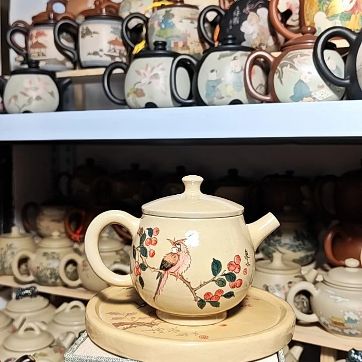 建水紫陶彩绘茶壶9号