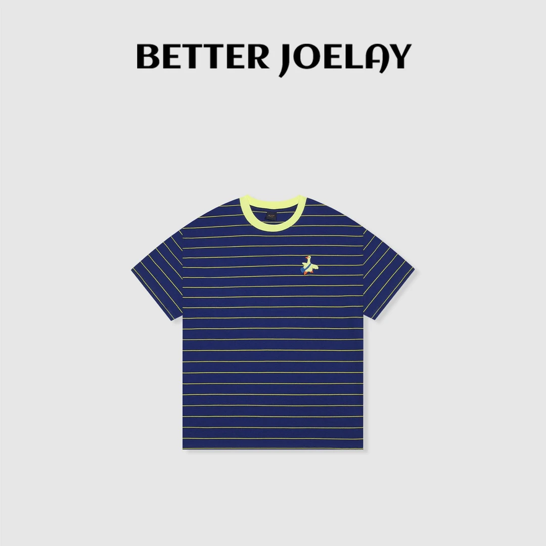 BETTER JOELAY-大版【蓝纹小鹅】全棉时尚百搭T恤短袖休闲风KH3317
