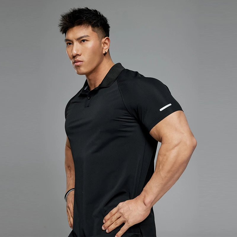肌肉狗POLO领运动短袖T恤男夏季修身透气衣服休闲训练服健身上衣