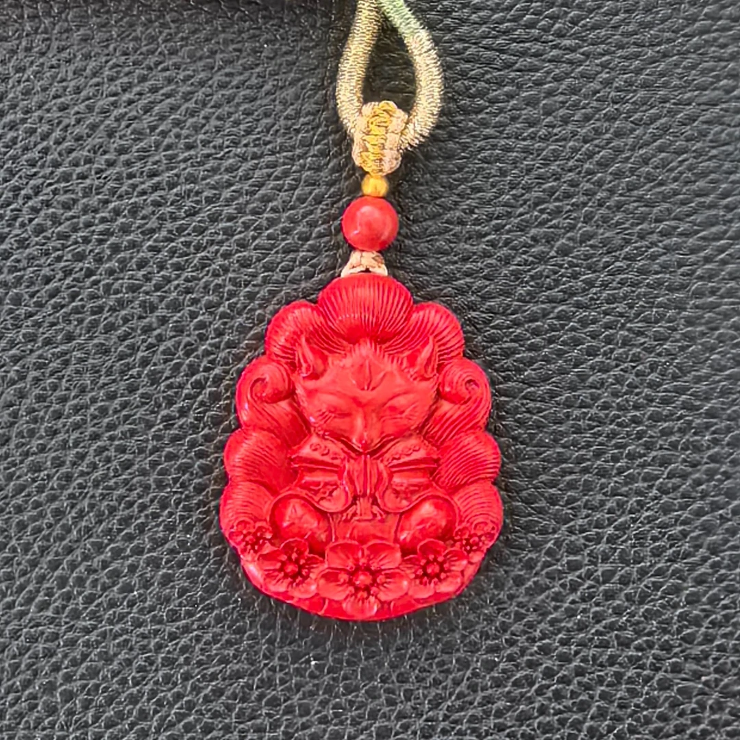 含辰砂工艺品精品朱砂九尾狐挂坠A标725多样性发货