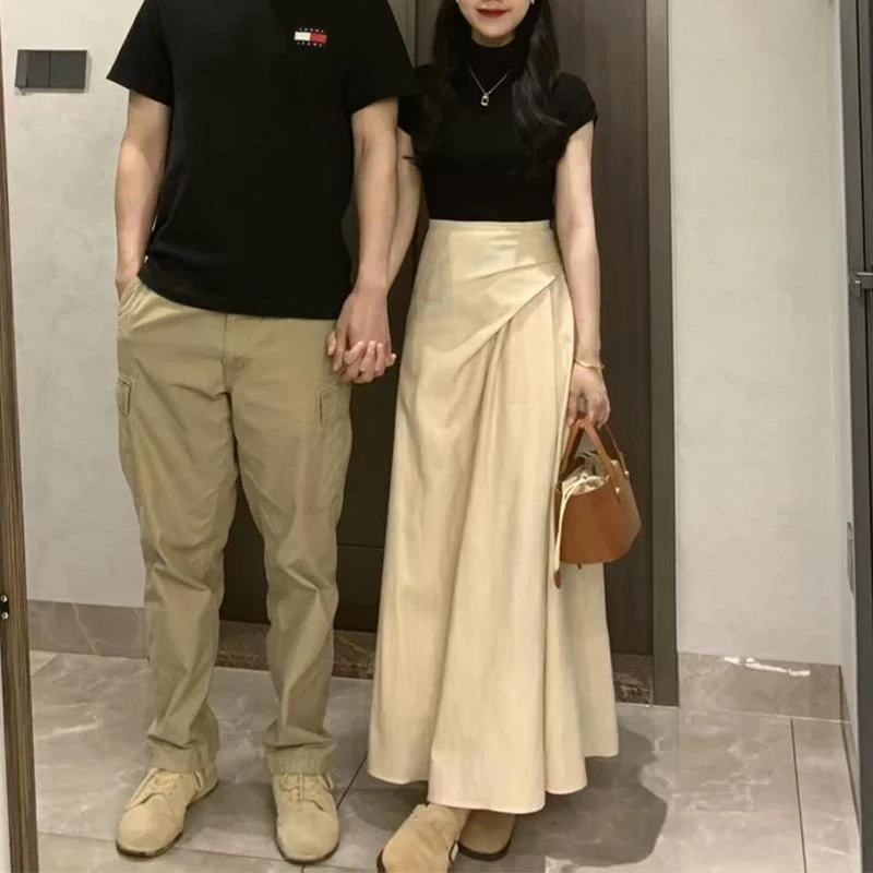 夏装搭配一整套松弛感今年流行漂亮盐系轻熟高腰半身裙子两件套装