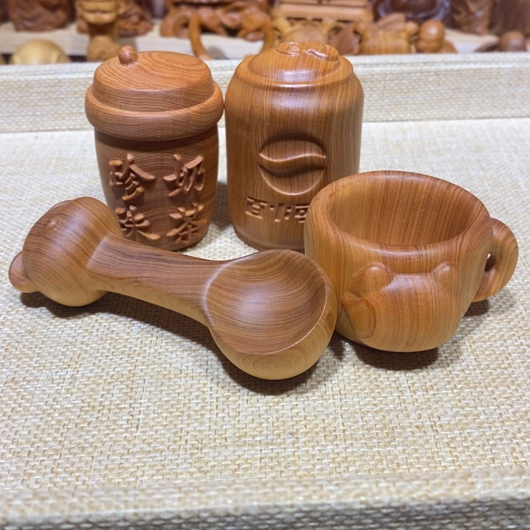 木落崖柏手把件，共4个