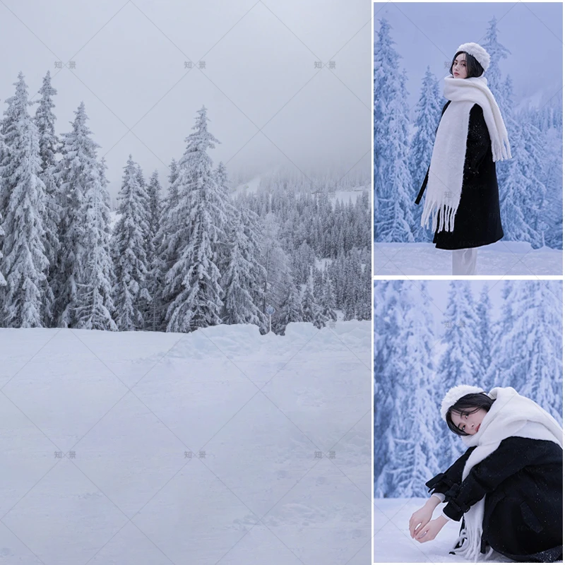 新款圣诞雪景室内网红直播摄影纸拍照影楼影棚专用道具照相背景布