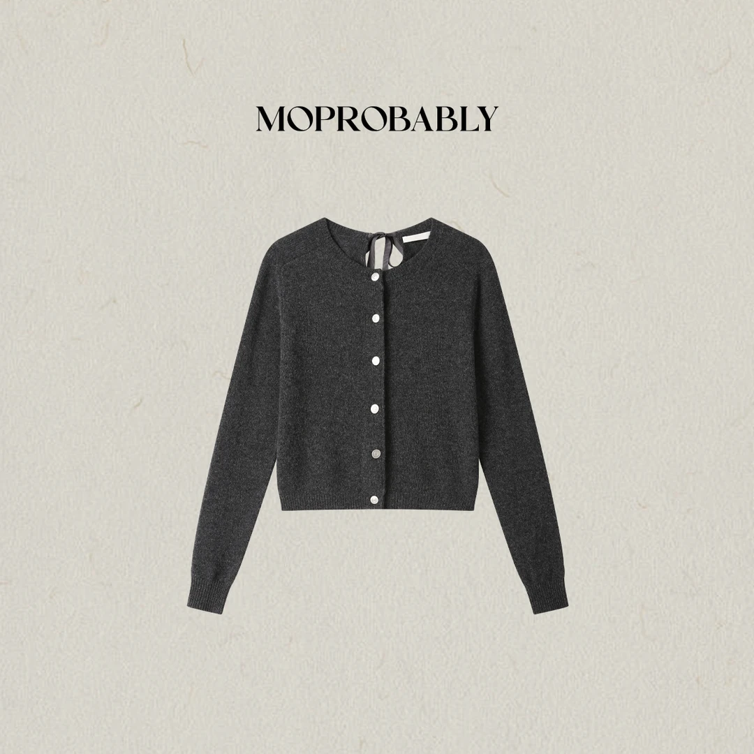 Moprobably李予诺「明扣」"100%绵羊毛"气质简约针织开衫L5377013