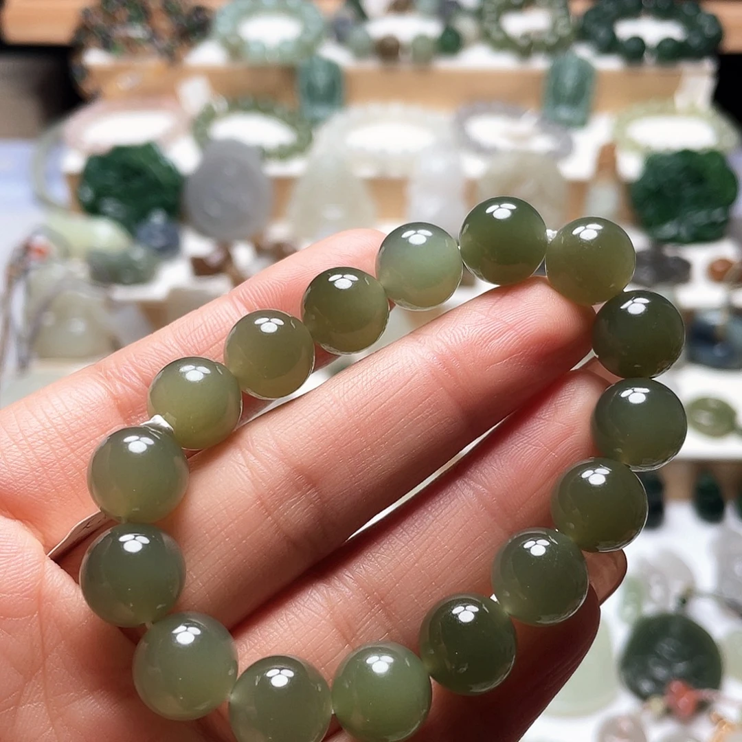 腊***八和田玉未镶嵌手串湖水绿12