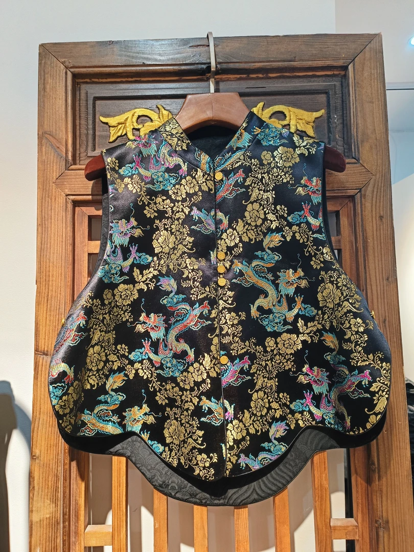 【花一朵】金龙踏浪新宋锦纹锦缎国风新中式人丝提花双穿立领马甲