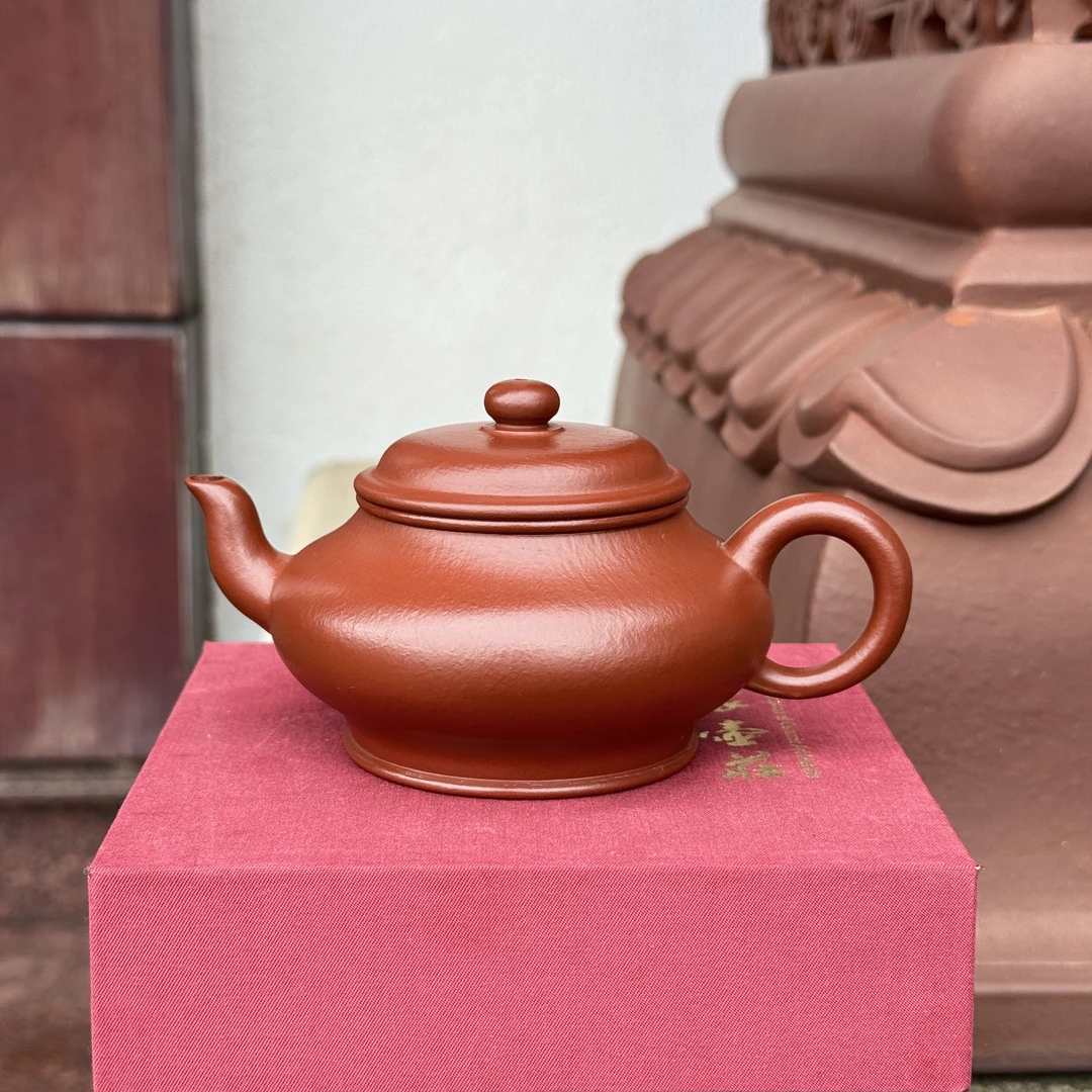 范家壶庄《虚扁》朱泥190cc好礼系列手工紫砂壶