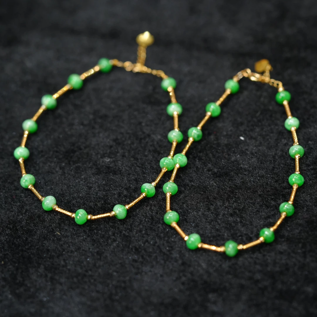 【初见珠宝】18K金翡翠手链28-1C305X328【多样性发一件】