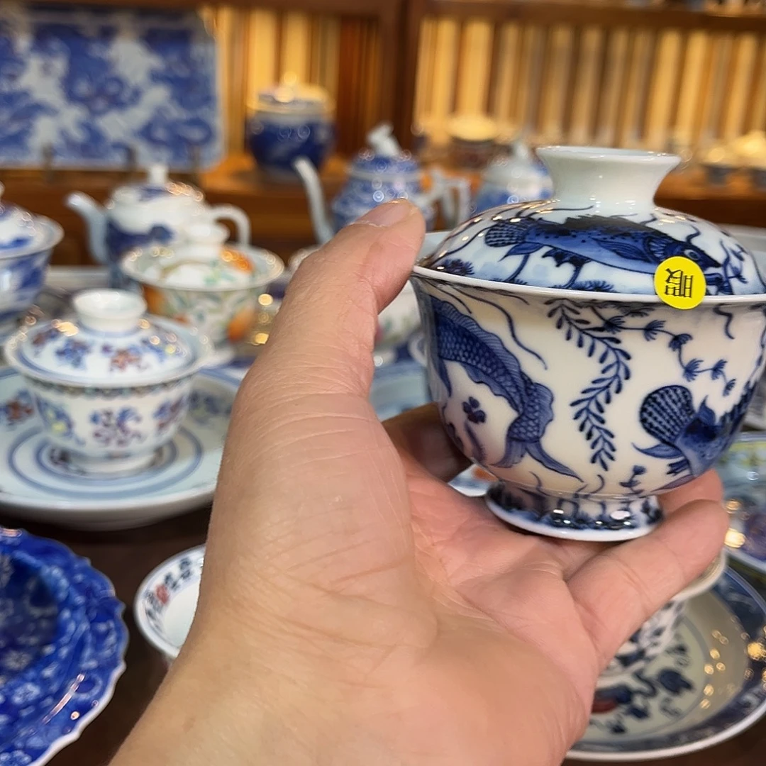 錡镇堂手工手绘盖碗