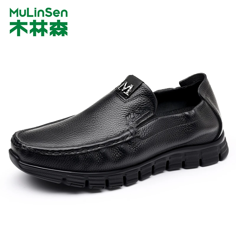 木林森2025春秋新款男士减震防滑头层牛皮鞋休闲皮鞋软底户外皮鞋