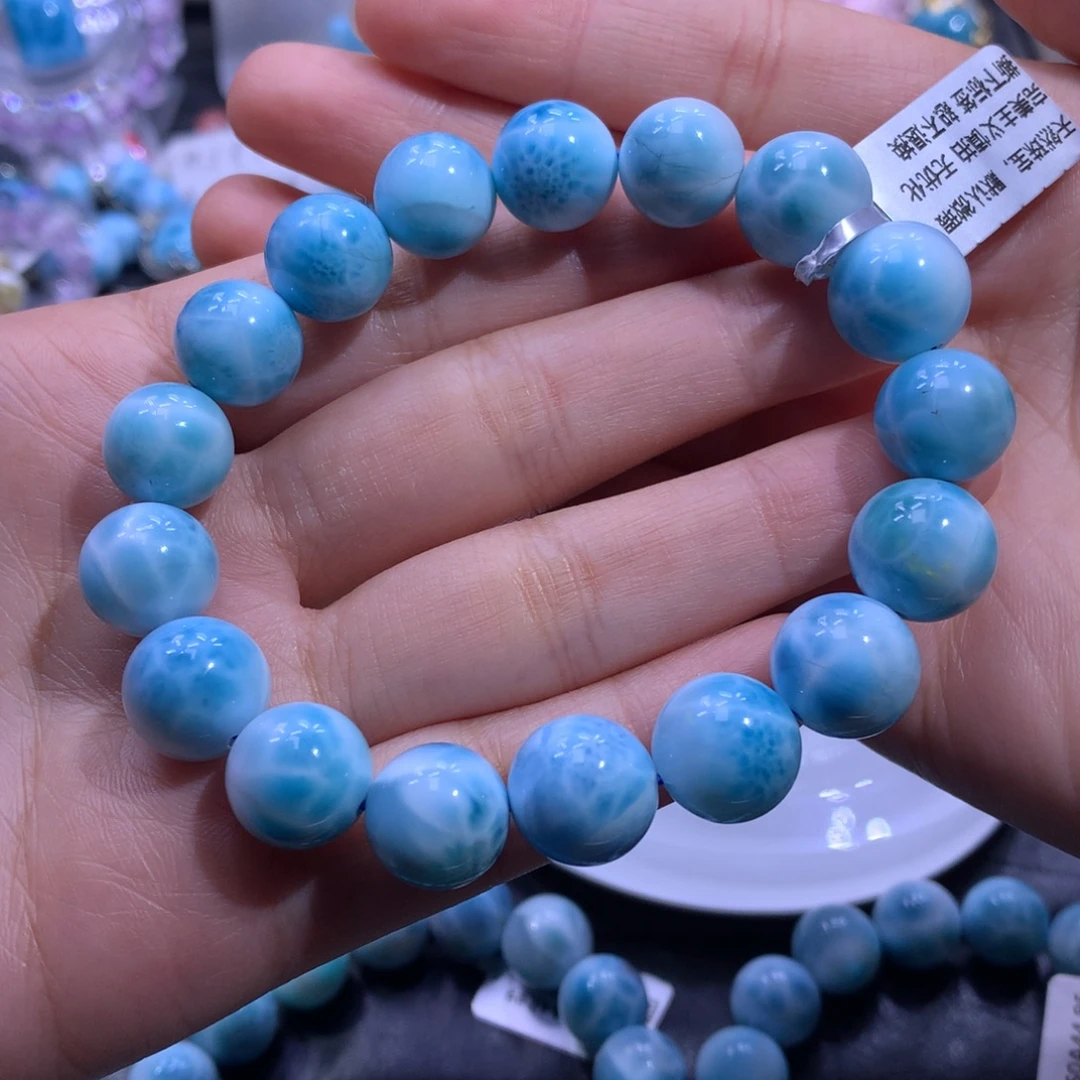 针钠钙石（海纹石）未镶嵌手链12m手串04245色差略异