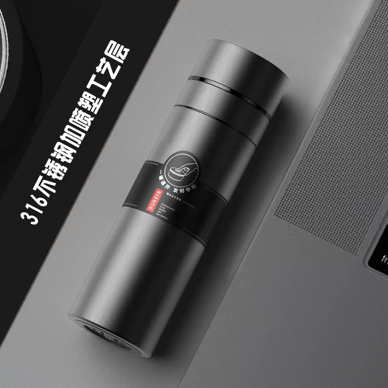【一键速开不锈钢保温杯】精工316不锈钢车载加厚双层茶水分离杯