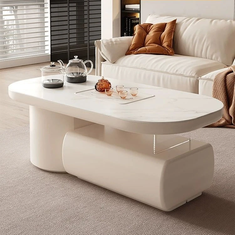 现代简约风茶几小户型家用一体式岩板材质功夫茶台可伸缩客厅使用