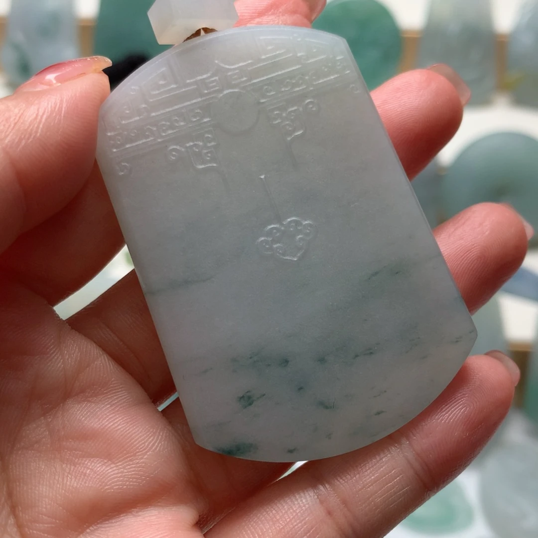 定制翡翠未镶嵌三****高无事牌