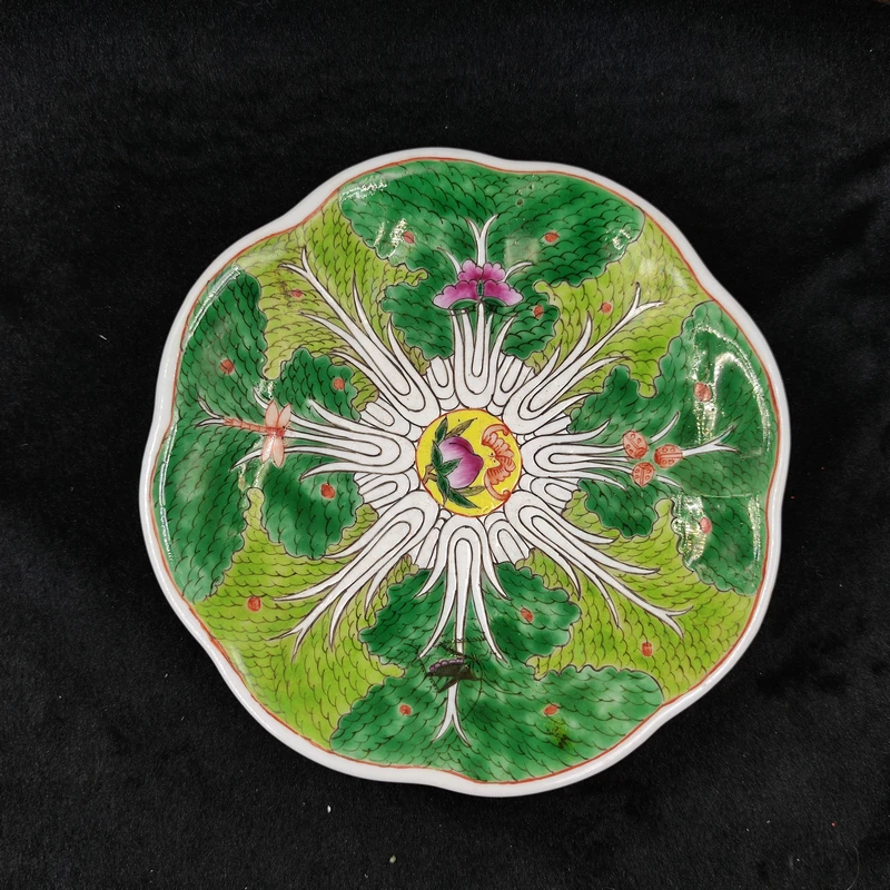 【闪购商品】Uu1清乾隆 粉彩白菜"百财”葵花口壶承果盘