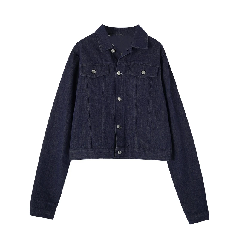 【COCODOVEY】百搭早秋穿搭气质时尚复古卷边潮流牛仔外套3182