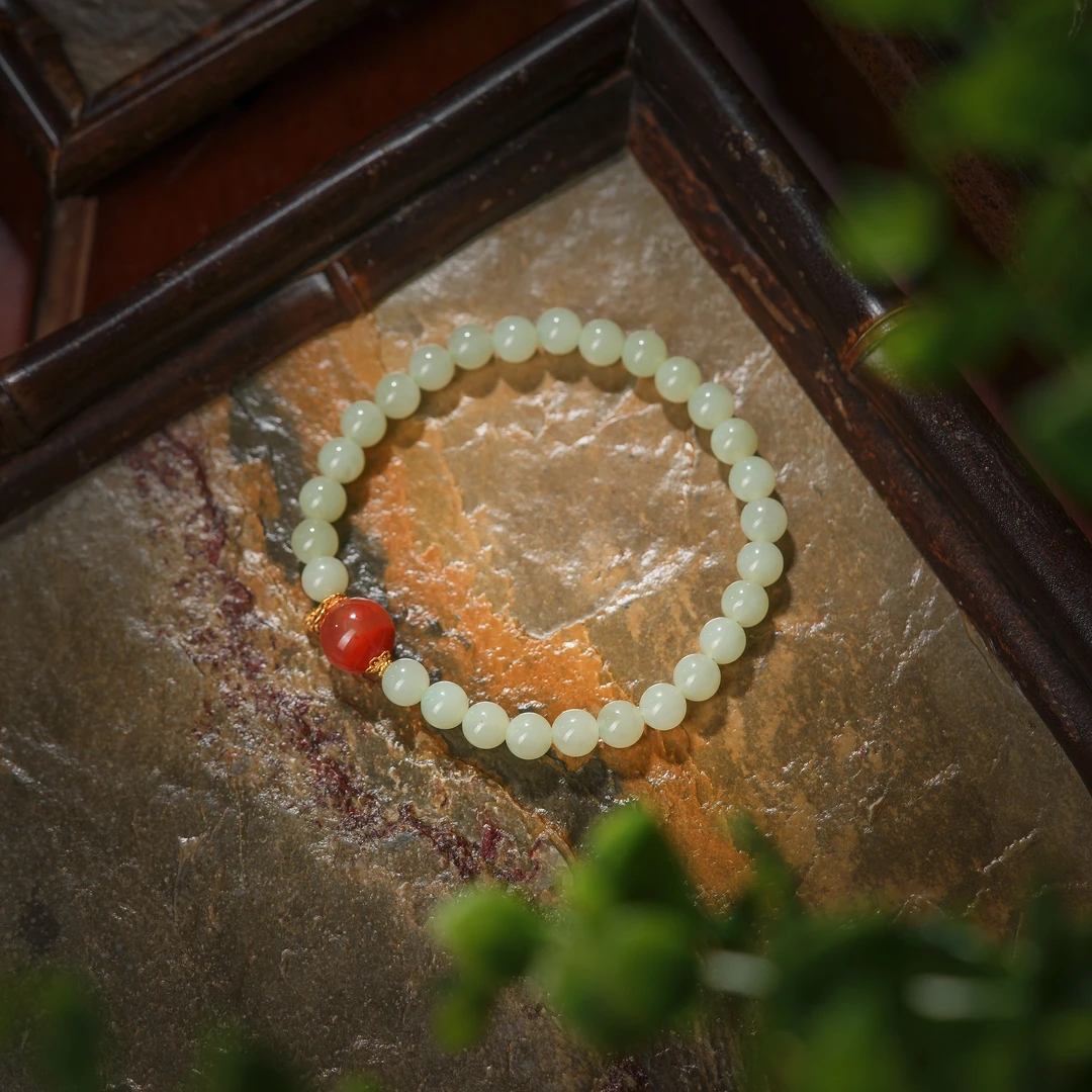 晴弦·精品和田玉18K金手串AS1043约6mm