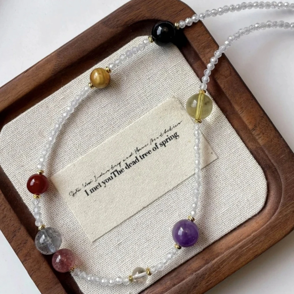 钛钢项链 【 星球】彩色珠宝配饰项链女2025新款气质小众锁骨链手链