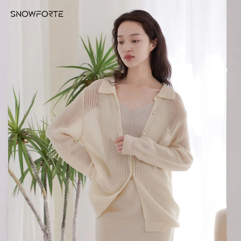 气质显瘦长袖百搭韩版100羊毛宽松休闲镂空宽松时尚针织开衫外罩