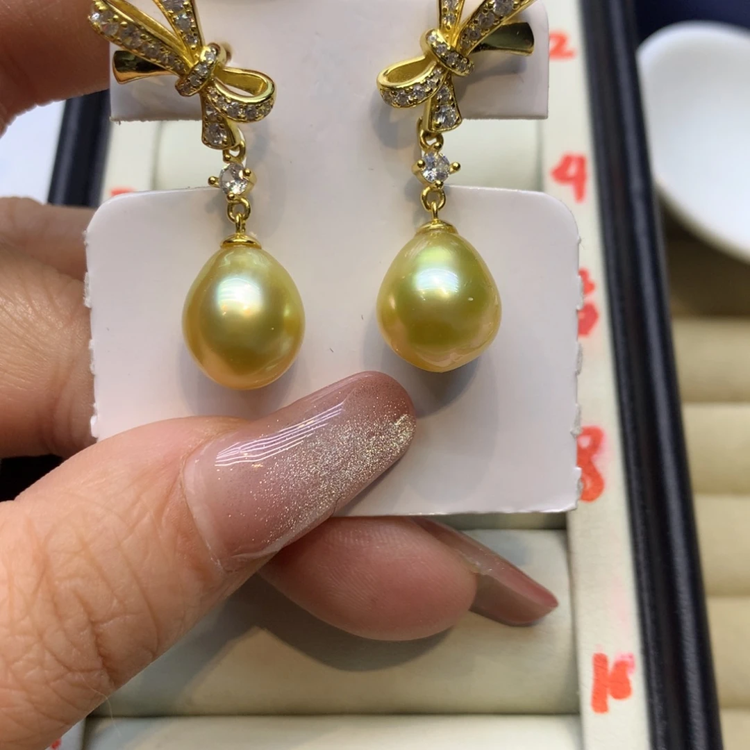 银S925镶嵌耳饰海水珍珠