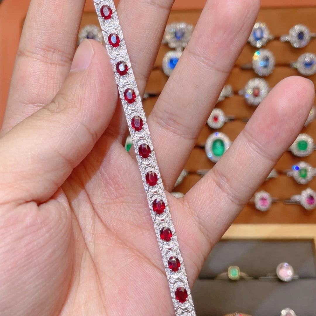 18K金镶嵌红宝石手链5.5ct鸽血