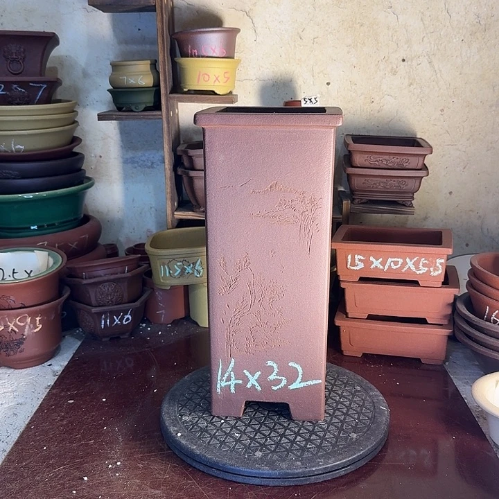 紫砂花盆，手工制作