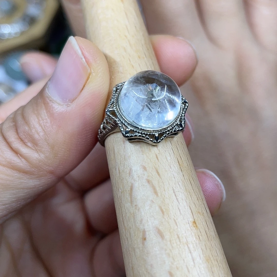 【闪购商品】银S925镶嵌珠宝半成品水晶戒指