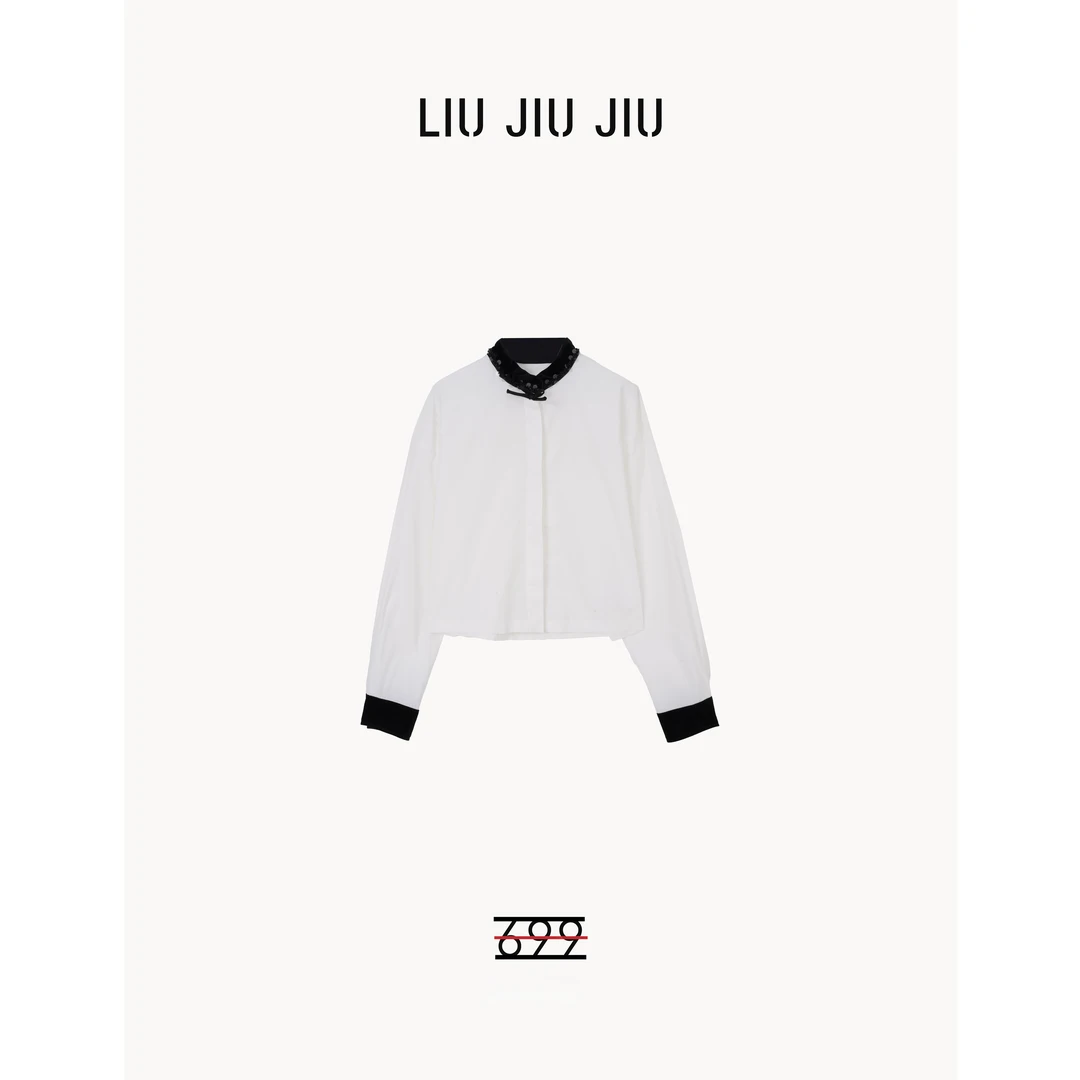 LIUJIUJIU 欧货复古拼接亮片时尚气质百搭休闲衬衫CS2606L