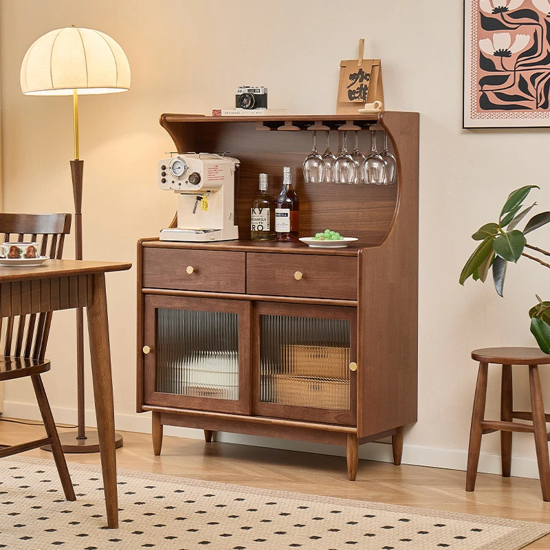 尚品实木餐边柜70厨房收纳茶水柜客厅酒柜储物柜咖啡吧多功能美式