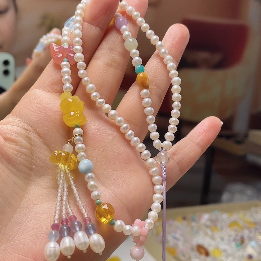 蜜蜡未镶嵌裸石项链