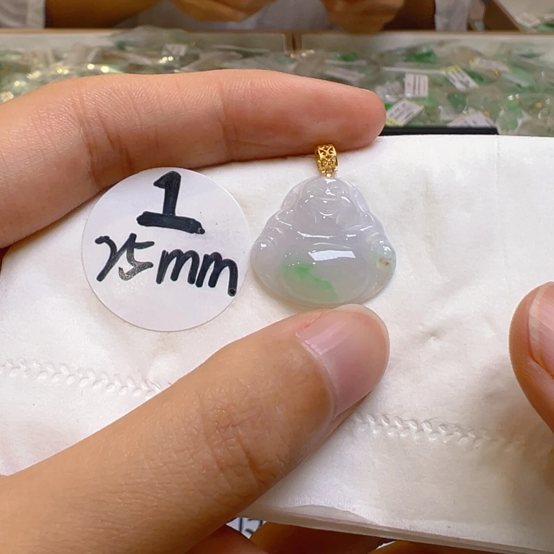 吊坠(不含链)18K金镶嵌翡翠