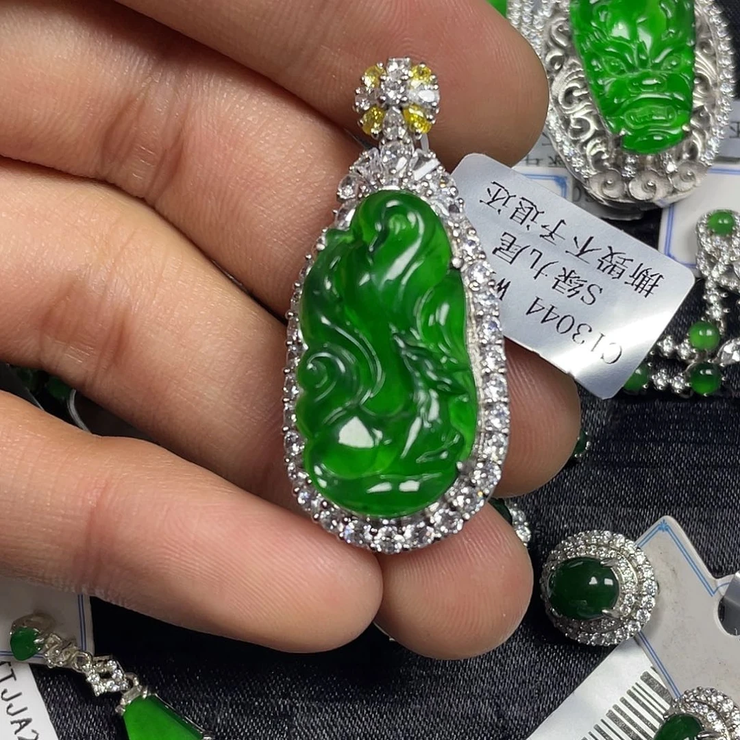 翡翠银S925镶嵌戒指