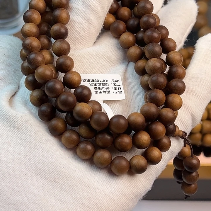 孤***园檀香木0.8圆珠108颗黑肉