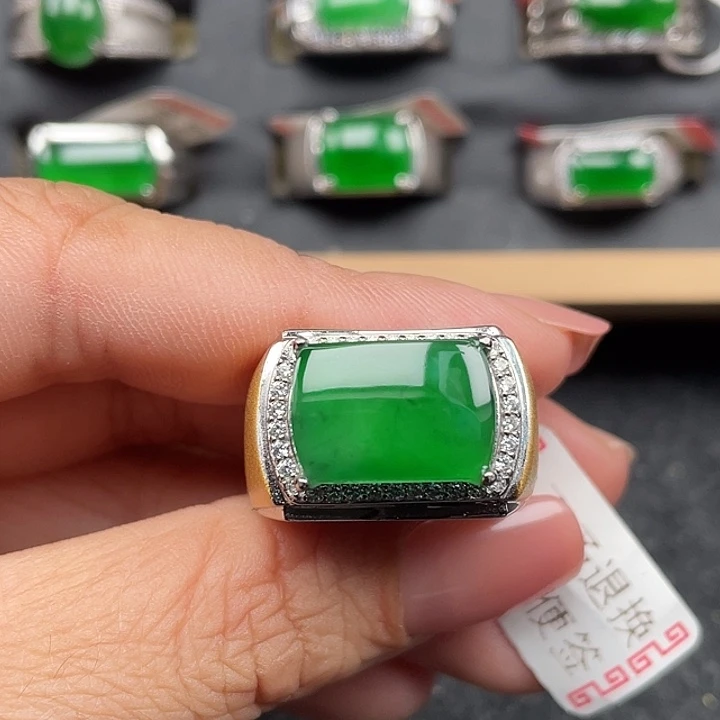 翡翠银S925镶嵌戒指编号2694没运费险