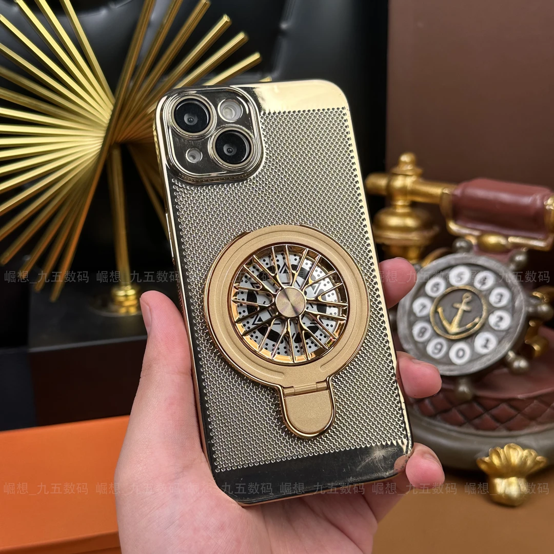 【五金支架+自带镜头膜】适用于苹果15电镀散热防摔支架全包壳