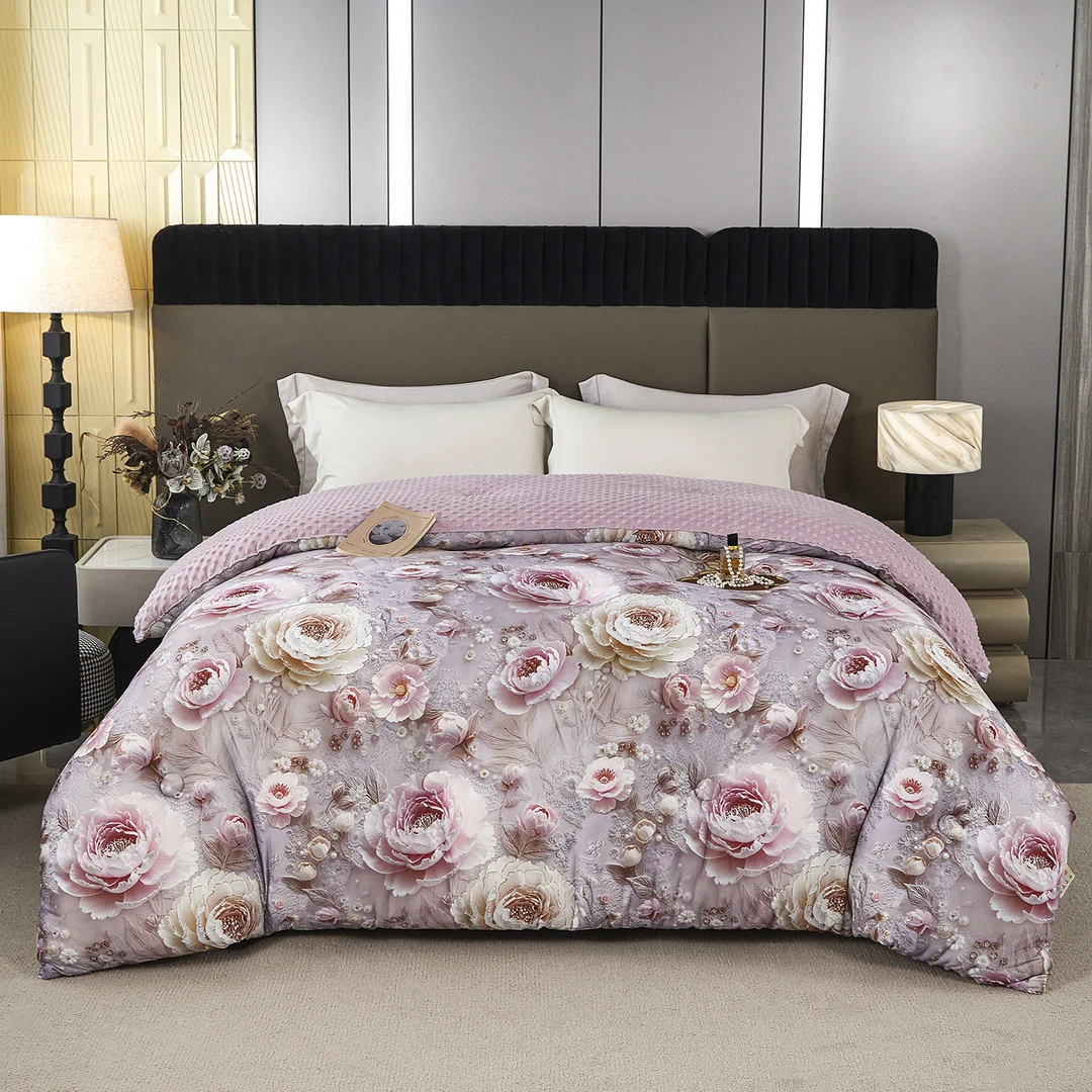 2025新款舒适透气虫草针织养肤豆豆被A