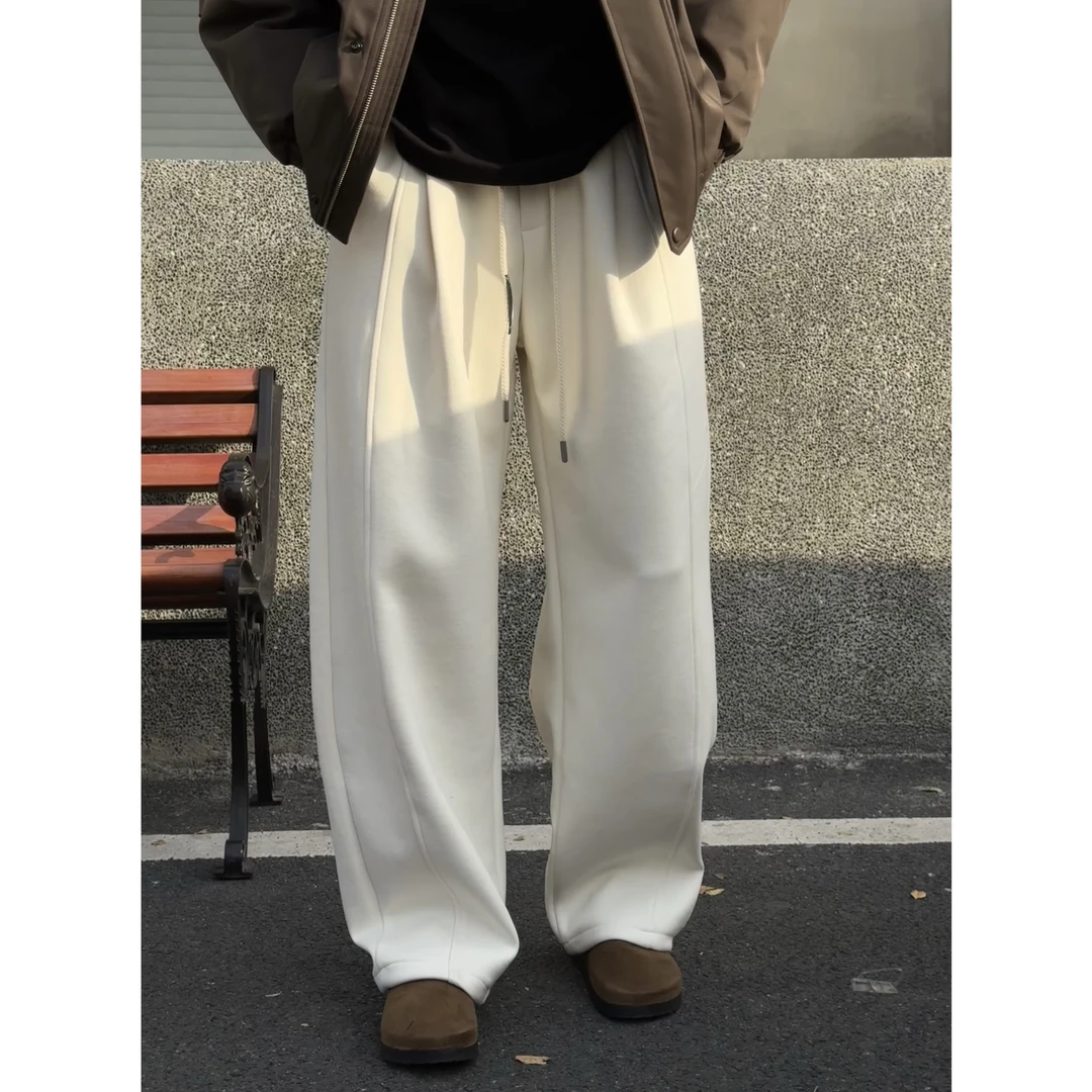 Aye秋冬新款极简风直筒裤休闲裤羊毛醋酸混纺美式直筒百搭长裤男