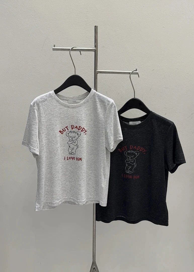 生气熊印花百搭T桖