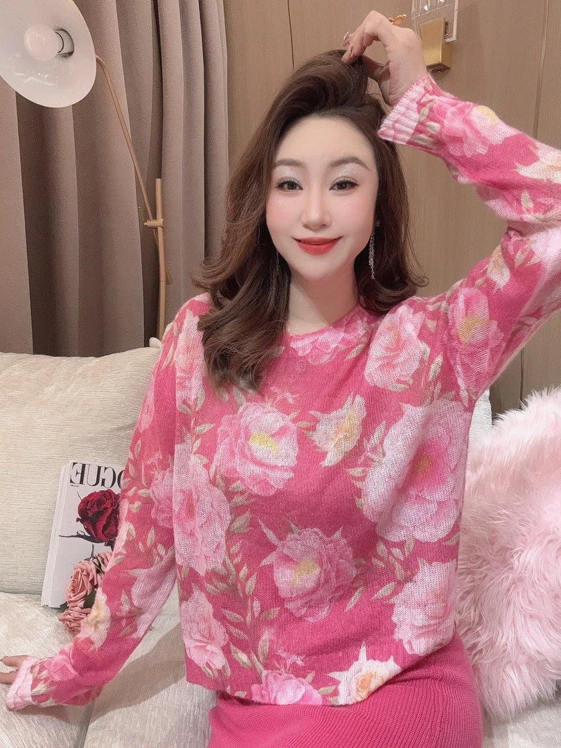 DC【芙蓉粉花】高级气质显瘦法式时尚套头搭套头上衣小衫休闲