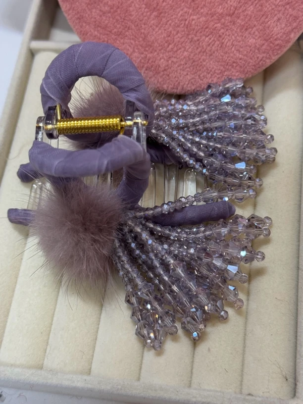 水晶花朵抓夹手工制作流苏吊坠发饰