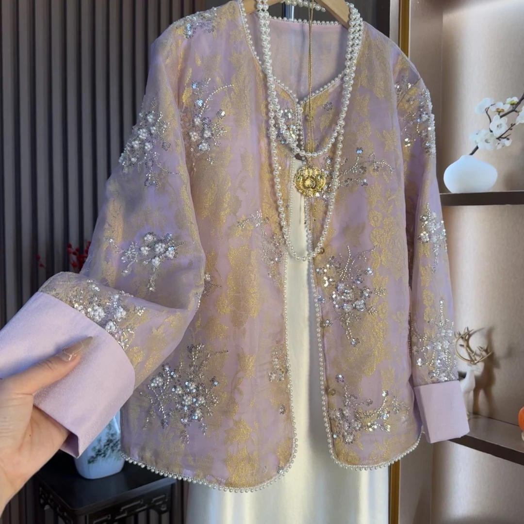 【璀璨星河】新中式亮片国风刺绣上衣外套2025A0295-芙姿FZ-祎祎