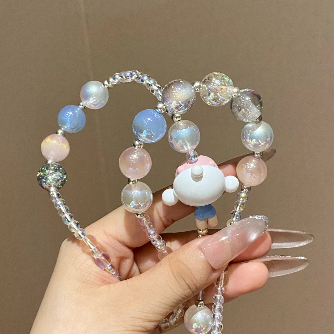 铜合金玻璃吊坠 【糖果萌粒】女生卡通风可爱小众手机链A1612