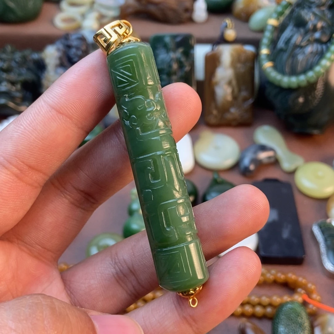 和田玉银S925镶嵌挂件