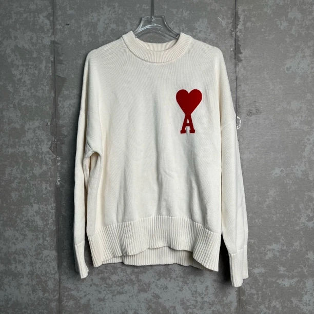 未使用 WE11 DONE XL *1/Ami /米白色胸口刺绣毛衣/17760