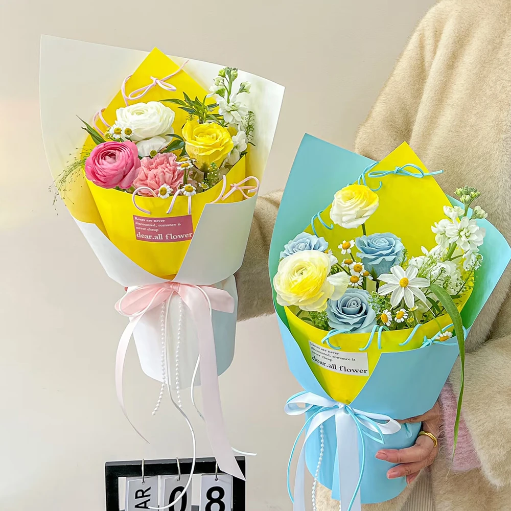 十三花材157g白卡纸包花纸硬挺加厚花艺材料高级感花束鲜花包装纸