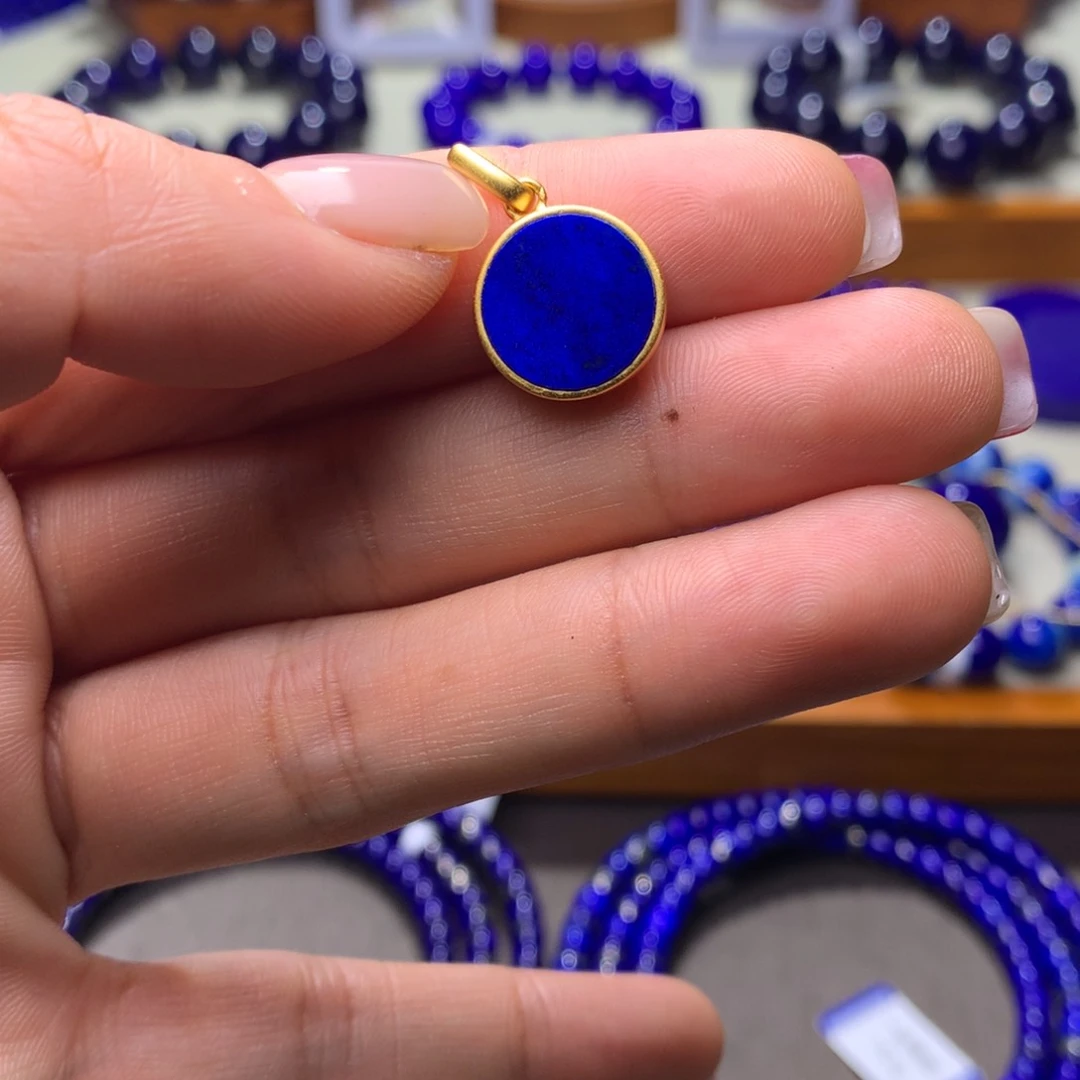 青金石吊坠(不含链)银S925镀金镶嵌